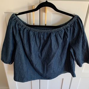 Denim Off the Should Crop Top